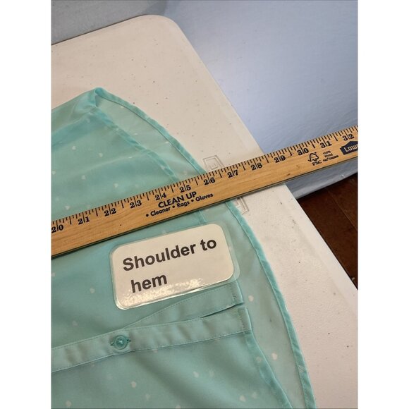 Express‎ The Portofino Shirt  Womens Small Turquoise Sheer White polka dot - Picture 7 of 8